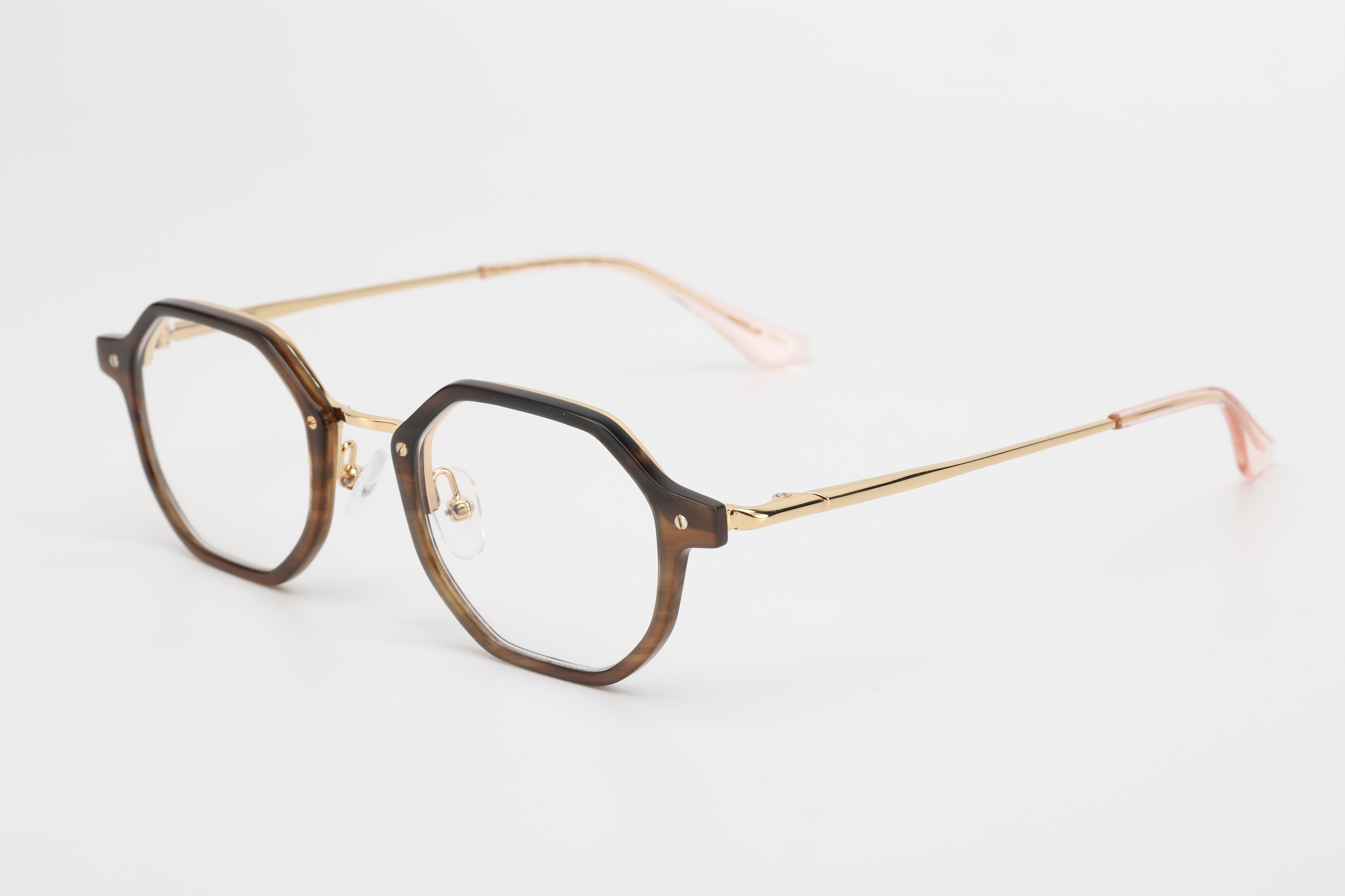 Retro Polygon Gold Rim & Natural Horn Optical Eyeglasses