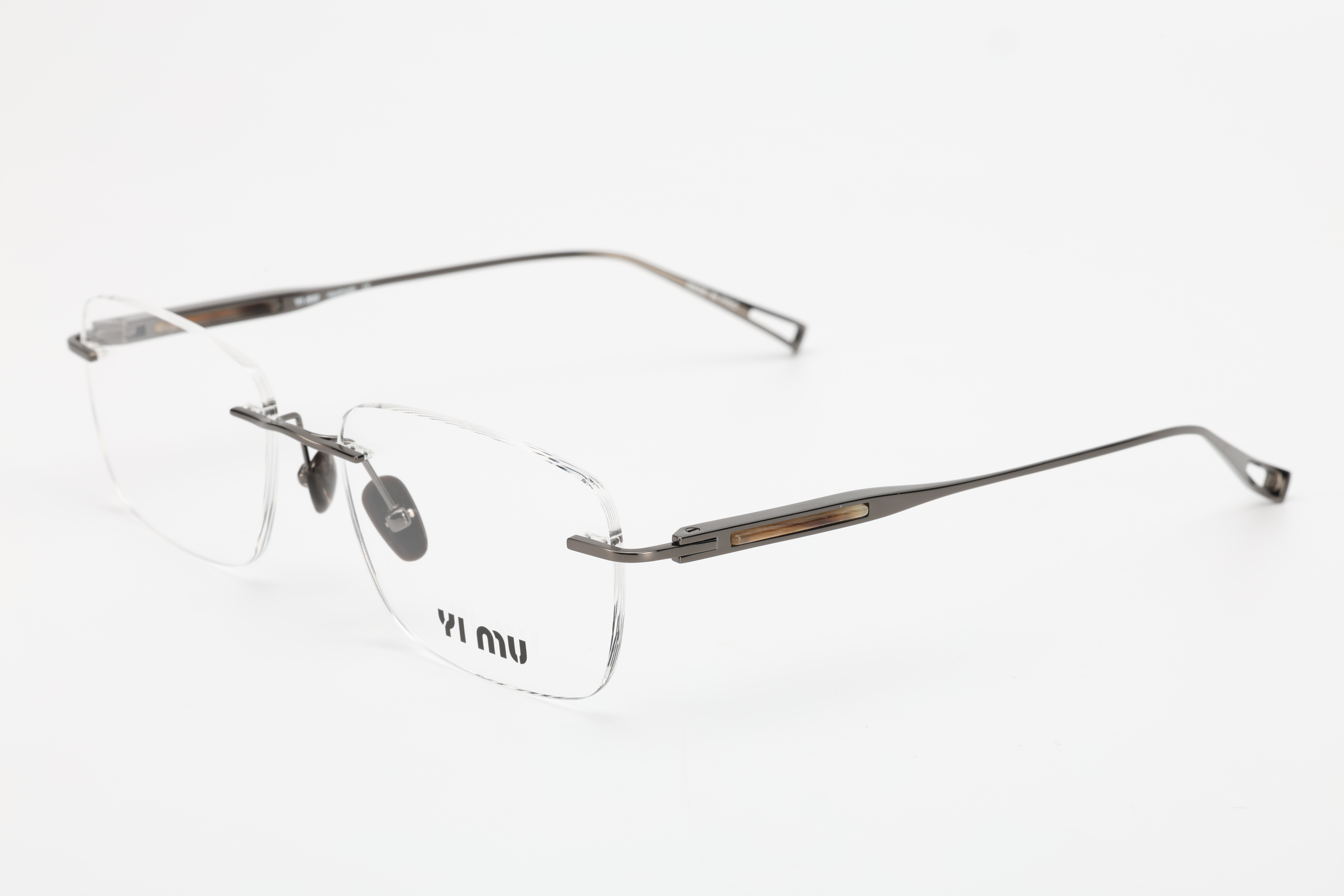 Rimless Titanium Temple &Horn Accent Optical Eyeglasses 