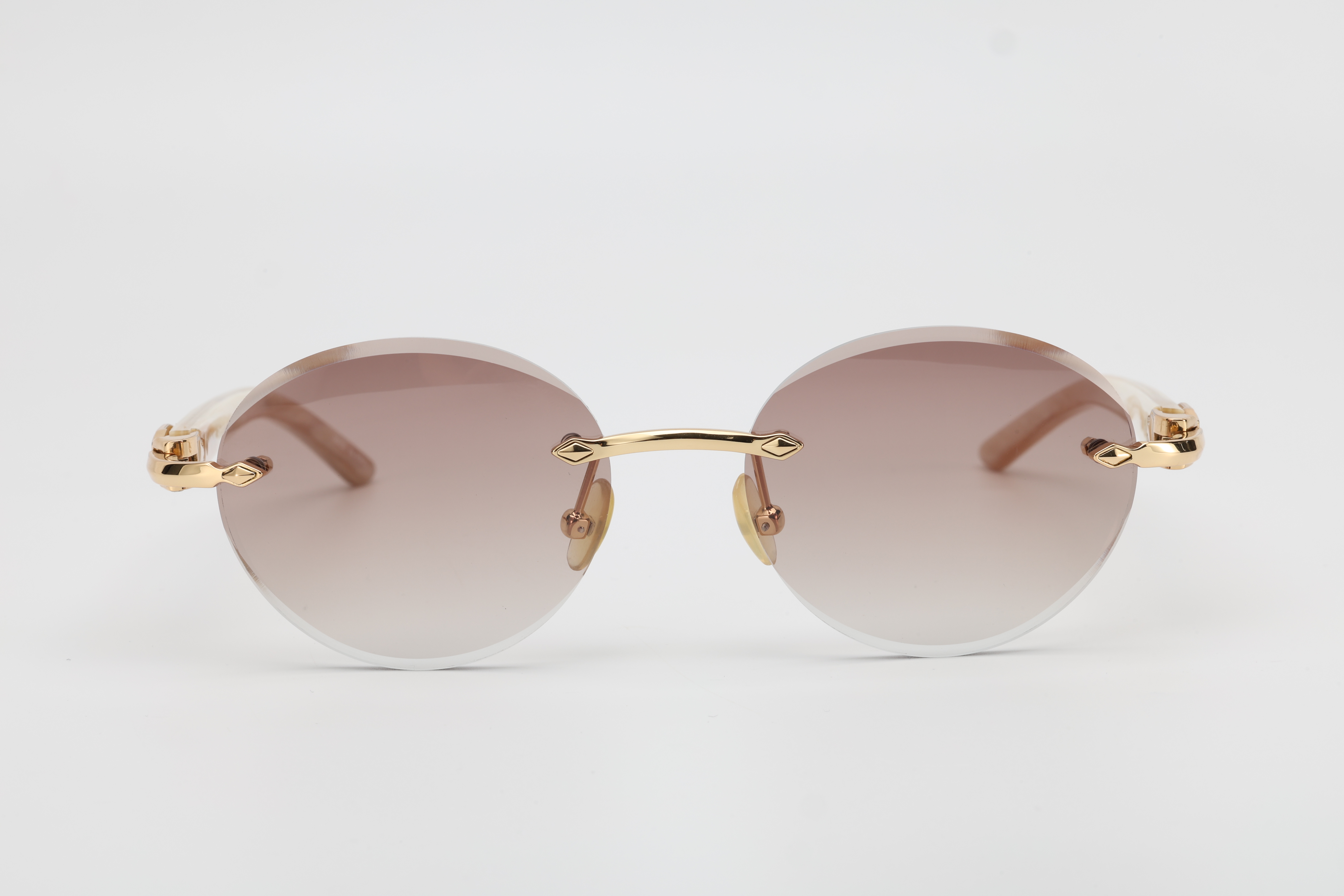 Horn Leaf&Temple Rimless Sunglasses MF8332