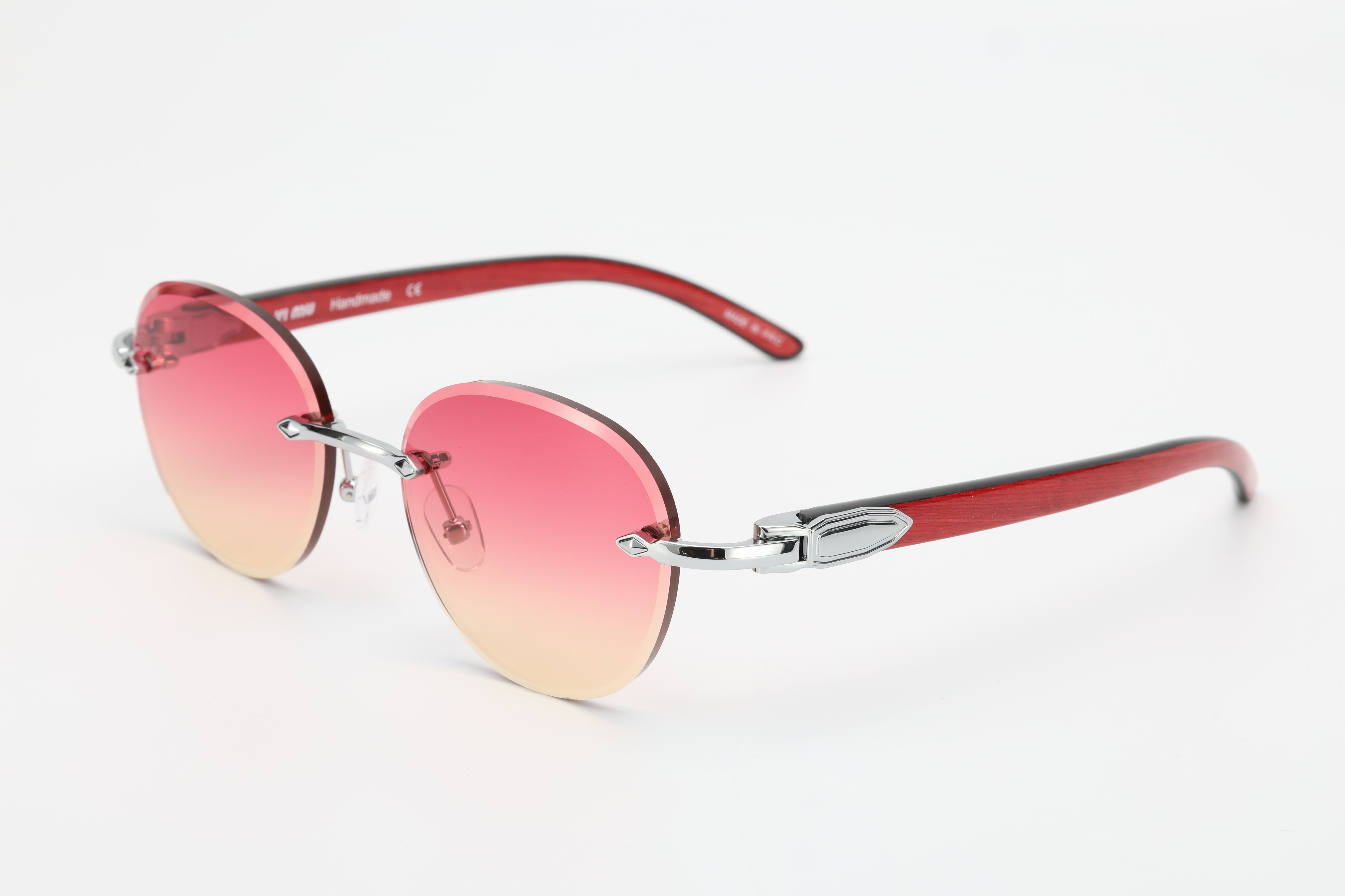 Rimless Round Wood Temple & Carbon Fiber Sunglasses MF83