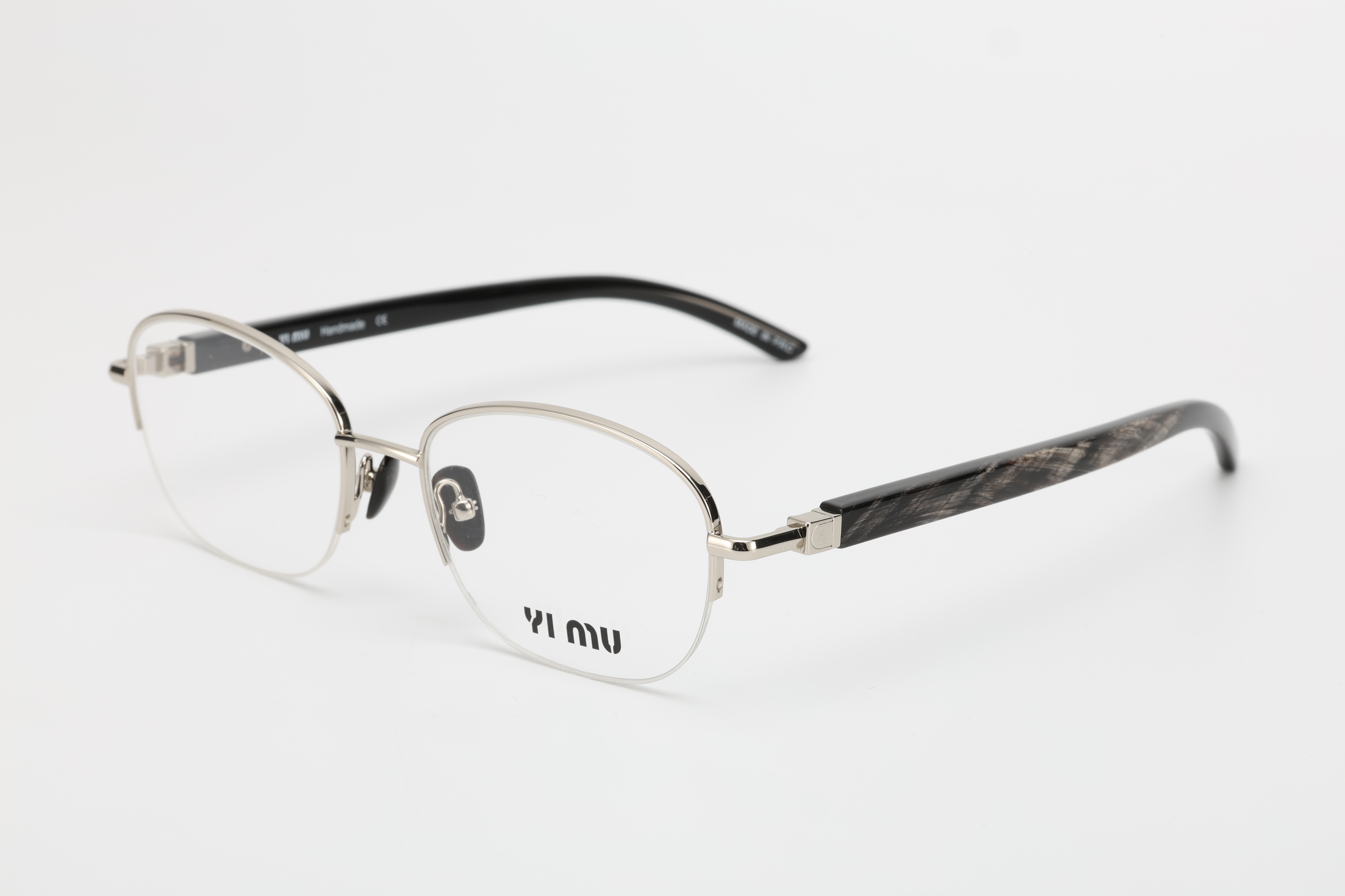 Semi-rimless+Horn Temple Optical Eyeglasses MF8338